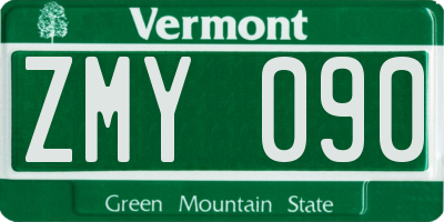 VT license plate ZMY090