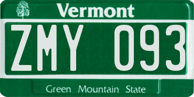 VT license plate ZMY093