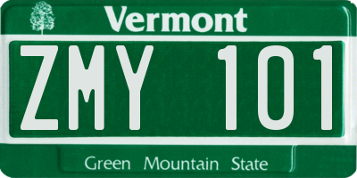 VT license plate ZMY101