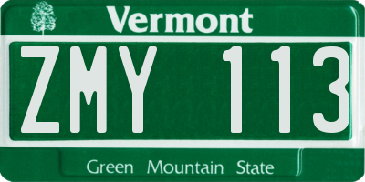 VT license plate ZMY113