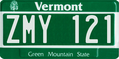VT license plate ZMY121