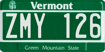VT license plate ZMY126
