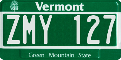 VT license plate ZMY127