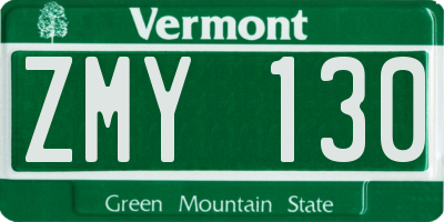 VT license plate ZMY130