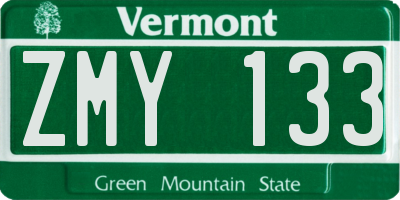 VT license plate ZMY133