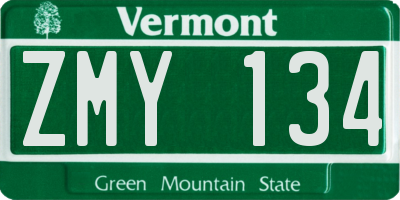 VT license plate ZMY134