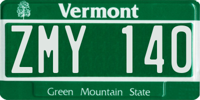 VT license plate ZMY140