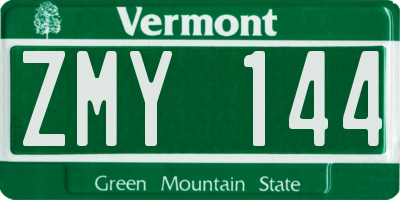 VT license plate ZMY144