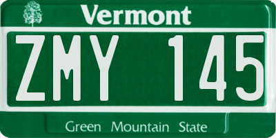 VT license plate ZMY145