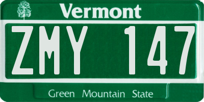 VT license plate ZMY147