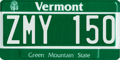 VT license plate ZMY150
