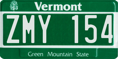 VT license plate ZMY154