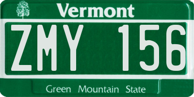 VT license plate ZMY156