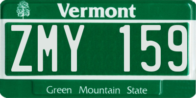 VT license plate ZMY159