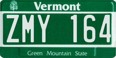 VT license plate ZMY164