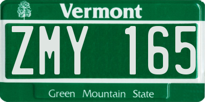 VT license plate ZMY165
