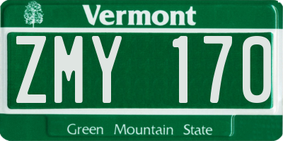 VT license plate ZMY170