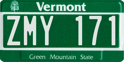 VT license plate ZMY171