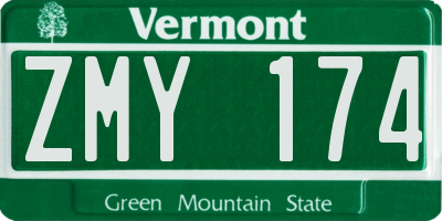 VT license plate ZMY174