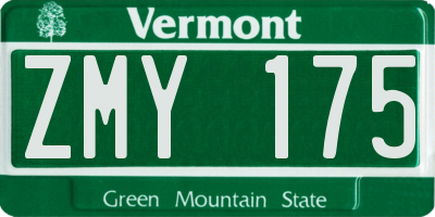 VT license plate ZMY175