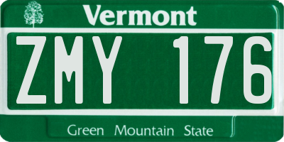 VT license plate ZMY176