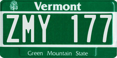 VT license plate ZMY177