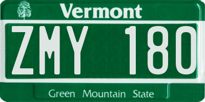 VT license plate ZMY180