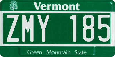 VT license plate ZMY185