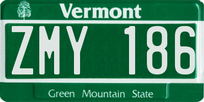 VT license plate ZMY186