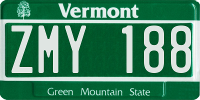 VT license plate ZMY188