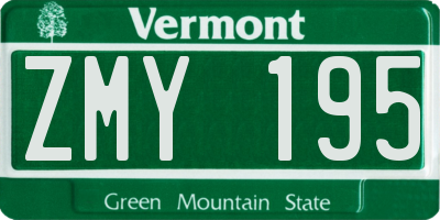 VT license plate ZMY195