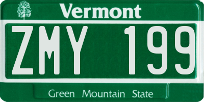 VT license plate ZMY199