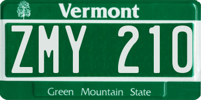 VT license plate ZMY210