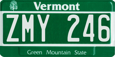 VT license plate ZMY246