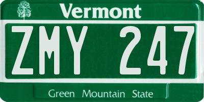 VT license plate ZMY247