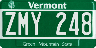 VT license plate ZMY248