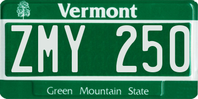 VT license plate ZMY250