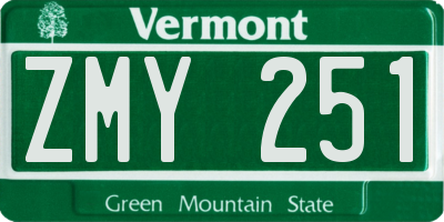 VT license plate ZMY251