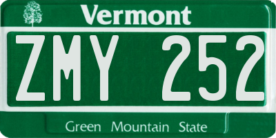 VT license plate ZMY252
