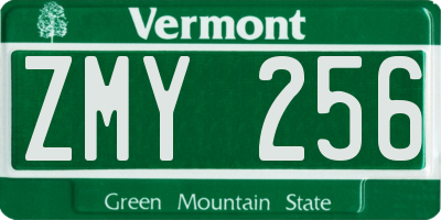 VT license plate ZMY256