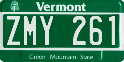 VT license plate ZMY261