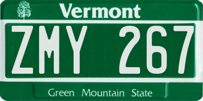 VT license plate ZMY267