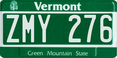 VT license plate ZMY276