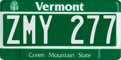 VT license plate ZMY277