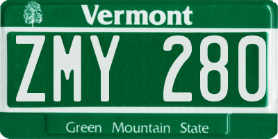 VT license plate ZMY280