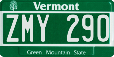 VT license plate ZMY290