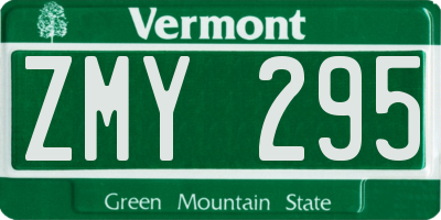 VT license plate ZMY295