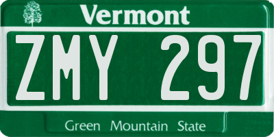 VT license plate ZMY297