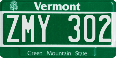 VT license plate ZMY302
