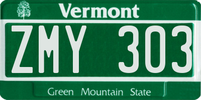 VT license plate ZMY303